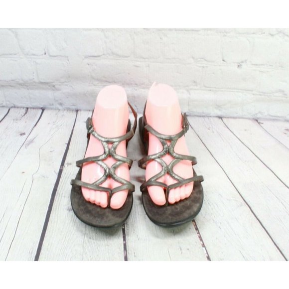 Privo by Clarks Brown Metallic Ankle Strap Low Wedge Sandals Size 8 M - Picture 5 of 9